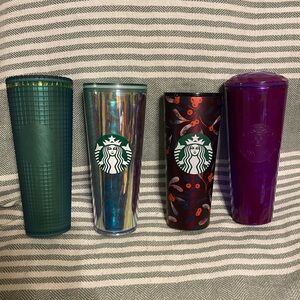 Starbucks set of 4 Cold Drink Cups (24oz) without Straws‎